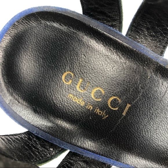Gucci green blue suede prism heels authentic 36.5 - Picture 2 of 16